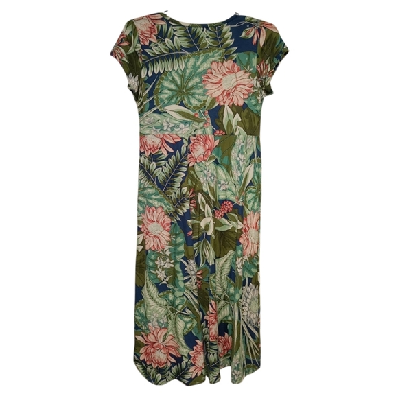 LP🌸 CHAPS Tropical Exotic Green Floral Print Maxi Dress - Picture 7 of 7